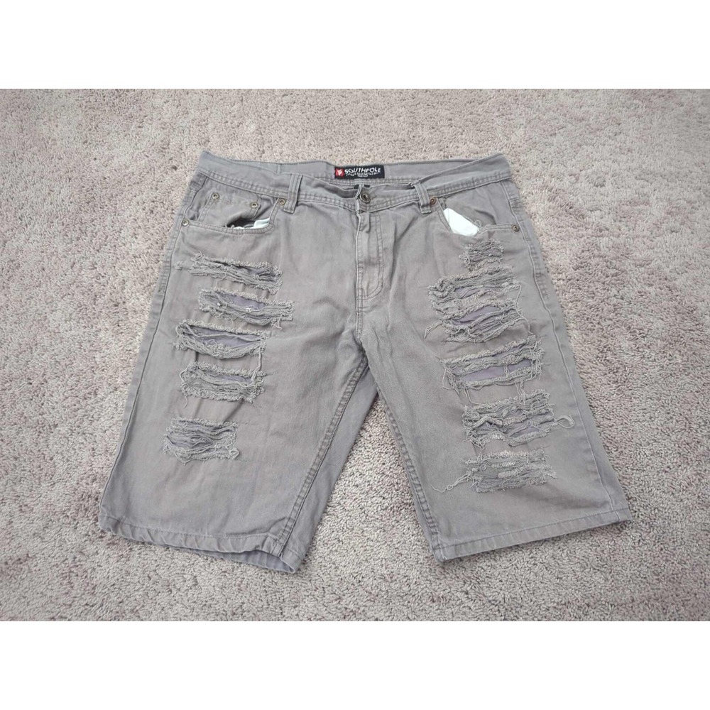 Southpole Bermuda Shorts Mens 38 Gray Denim‎ Distressed Casual